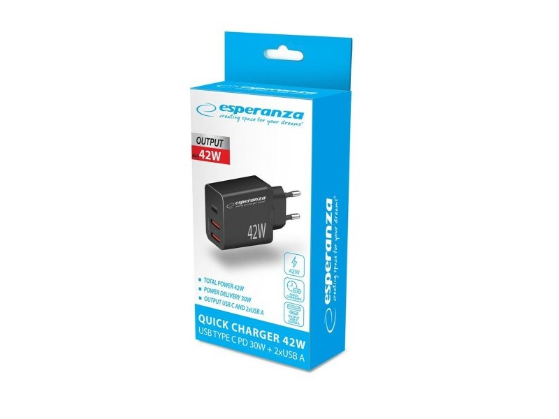 Зарядно за стена Esperanza EZC106K Черен