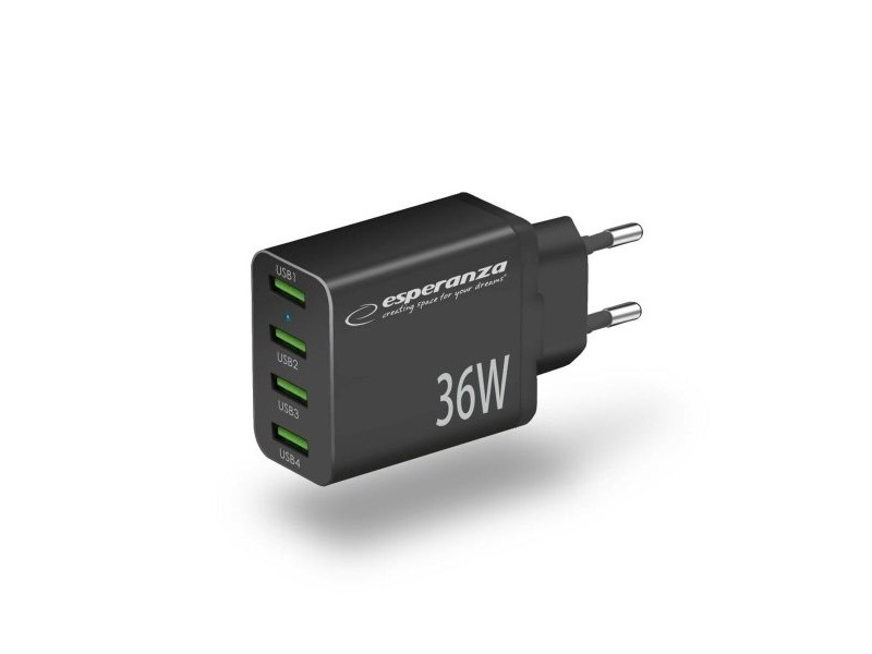 Зарядно за стена Esperanza EZC107K Черен