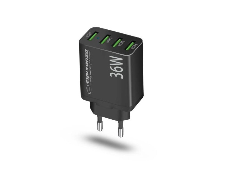 Зарядно за стена Esperanza EZC107K Черен
