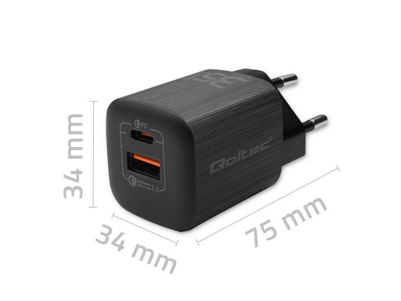 Зарядно за стена Qoltec 50764 Черен 35 W
