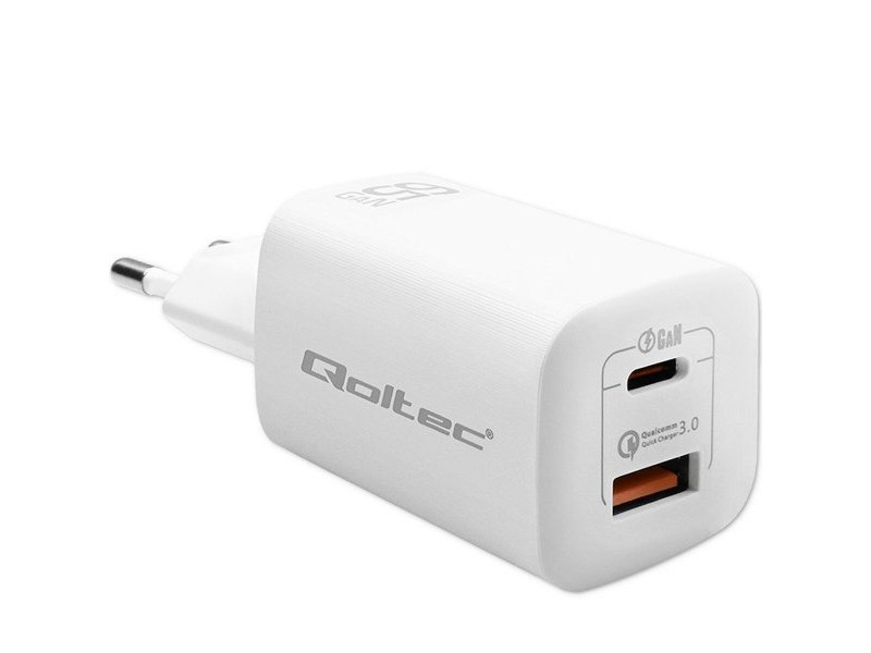 Зарядно за стена Qoltec 50765 Бял 65 W