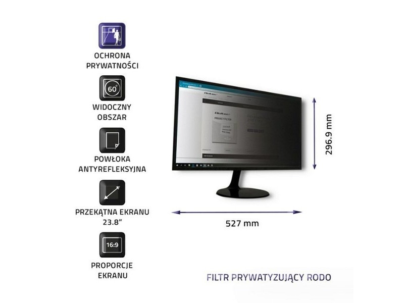 Филтър за Поверителност за Монитор Qoltec 51059
