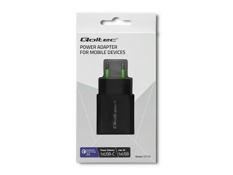 Зарядно за стена Qoltec 51713 Черен 18 W