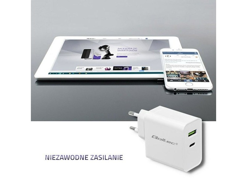 Зарядно за стена Qoltec 51718 Бял 45 W (1 броя)