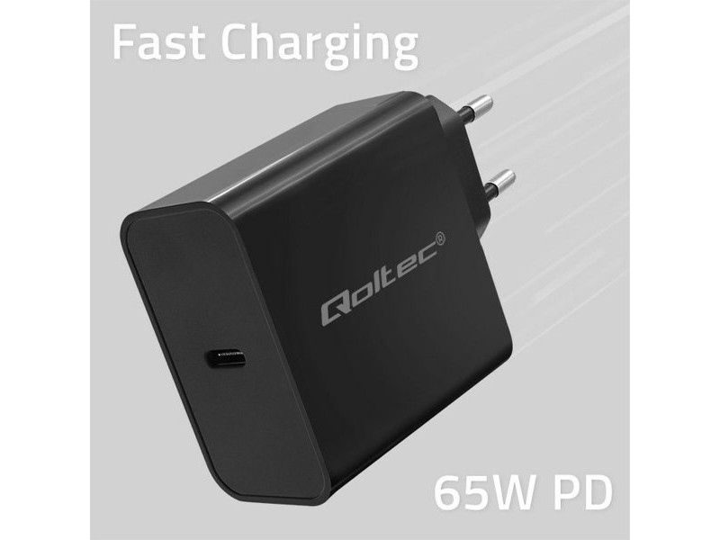 Зарядно за стена Qoltec 52379 Черен 65 W (1 броя)