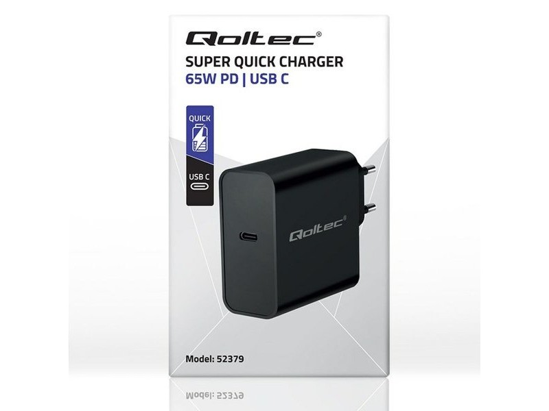 Зарядно за стена Qoltec 52379 Черен 65 W (1 броя)