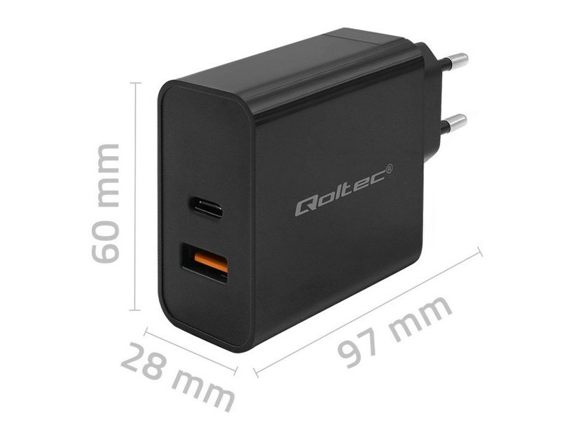 Зарядно за стена Qoltec 52380 Черен 65 W (1 броя)