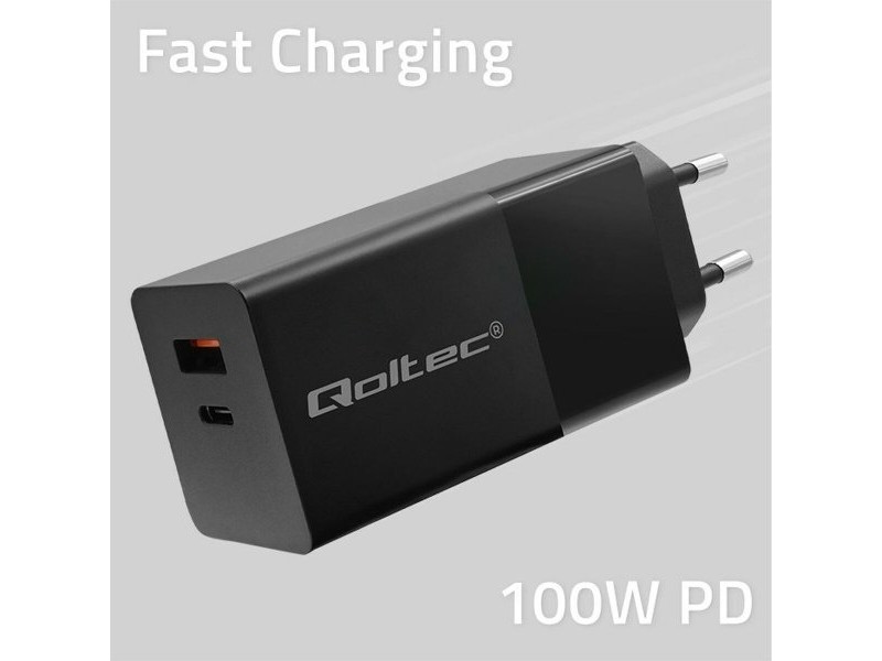Зарядно за стена Qoltec 52382 Черен 100 W (1 броя)