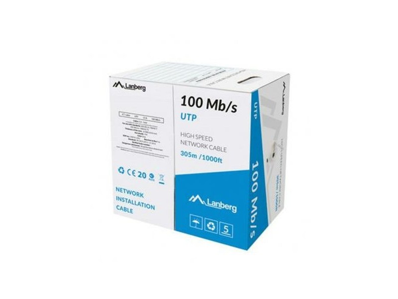 Мрежови кабел Lanberg LCU5-10CC-0305-S 305 m Сив Бобина 10/100/1000 Mbps