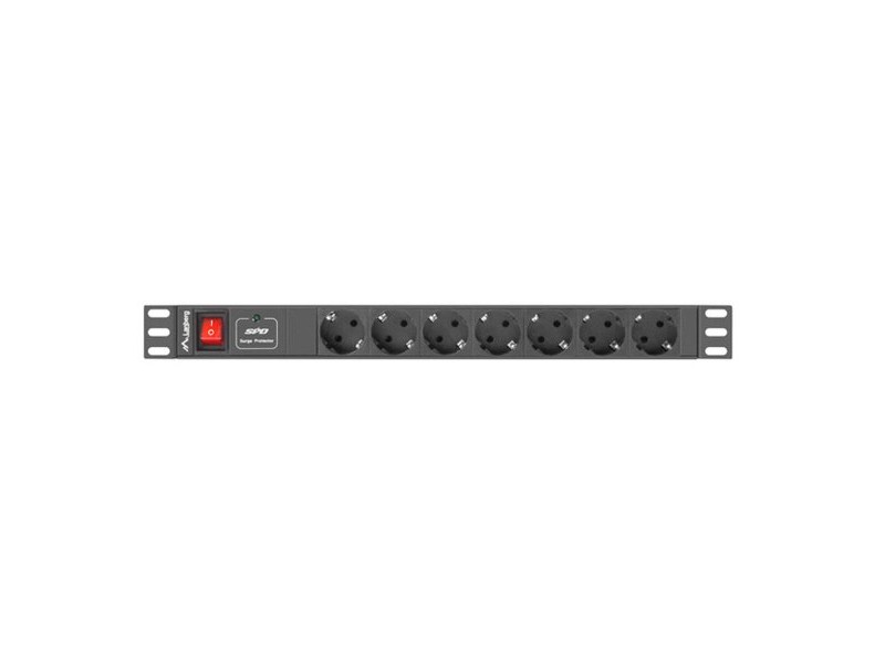 Контакт - 7 изхода с копче Lanberg PDU-07F-0200-IEC-BK 2500 W 220-250 V 10 A