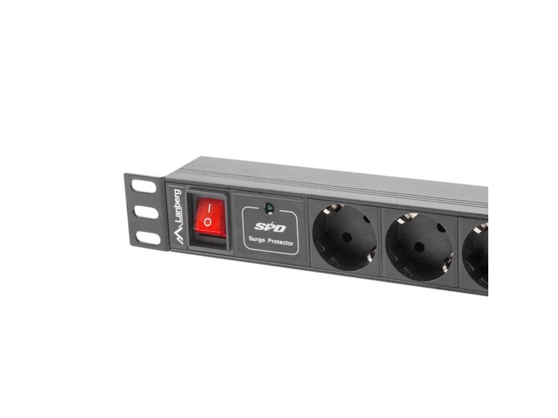 Контакт - 7 изхода с копче Lanberg PDU-07F-0200-IEC-BK 2500 W 220-250 V 10 A