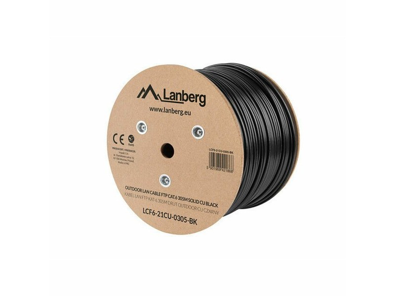FTP категория 6 твърд мрежови кабел Lanberg LCF6-21CU-0305-BK 305 m Черен