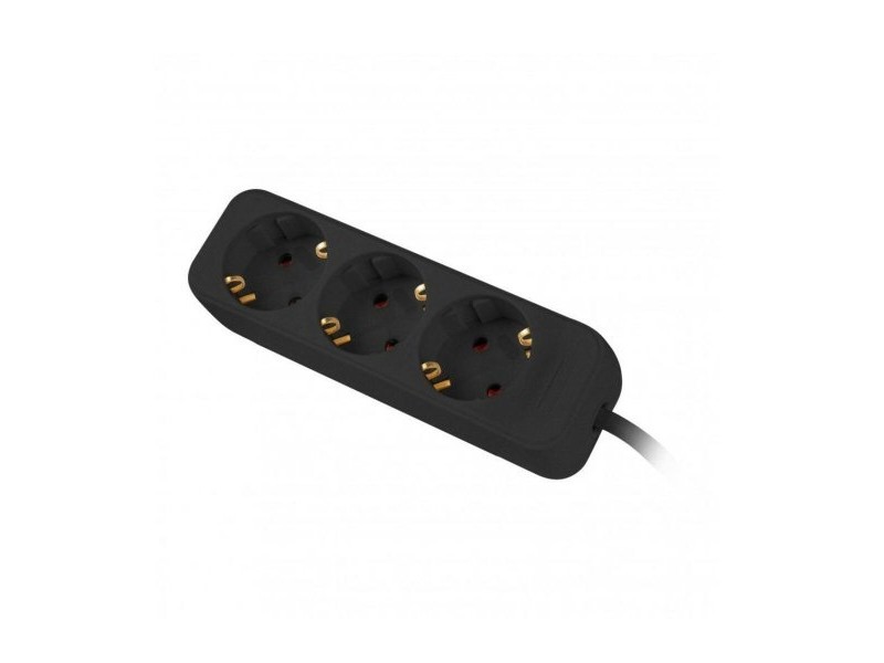 Schuko 3 начина многофункционален адаптер за контакт Lanberg 2500 W 1,5 m Черен