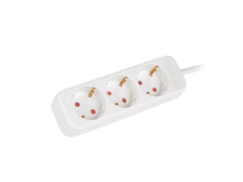 Schuko 3 начина многофункционален адаптер за контакт Lanberg 2500 W 1,5 m Бял