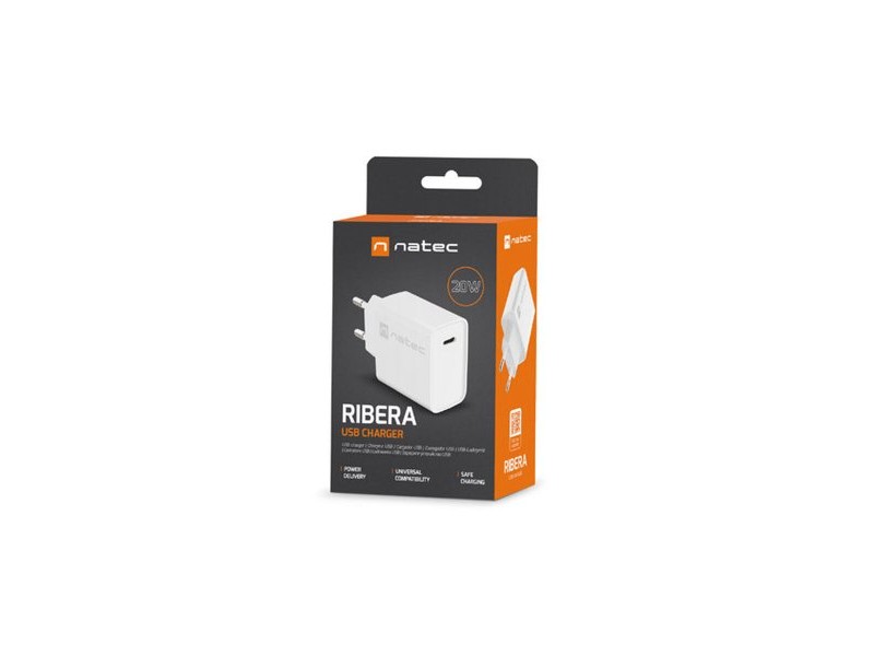 Зарядно за стена Natec RIBERA NUC-2059 Бял 20 W