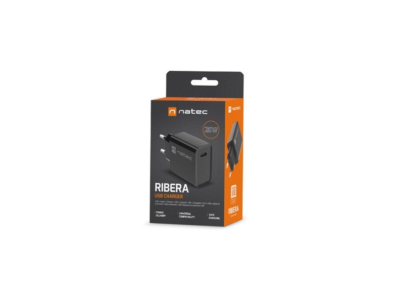 Зарядно за стена Natec NUC-2060 RIBERA Черен 20 W