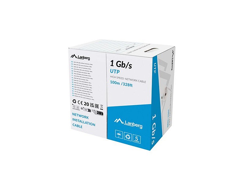 UTP категория 6 твърд мрежови кабел Lanberg LCU6-10CC-0100-S Сив 100 m
