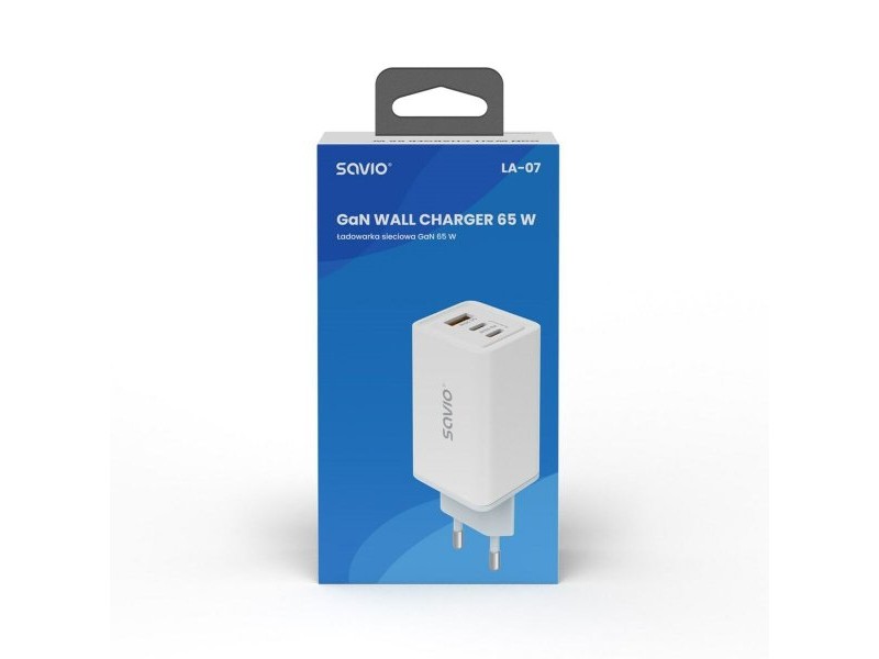 Зарядно за стена Savio LA-07 Бял 65 W