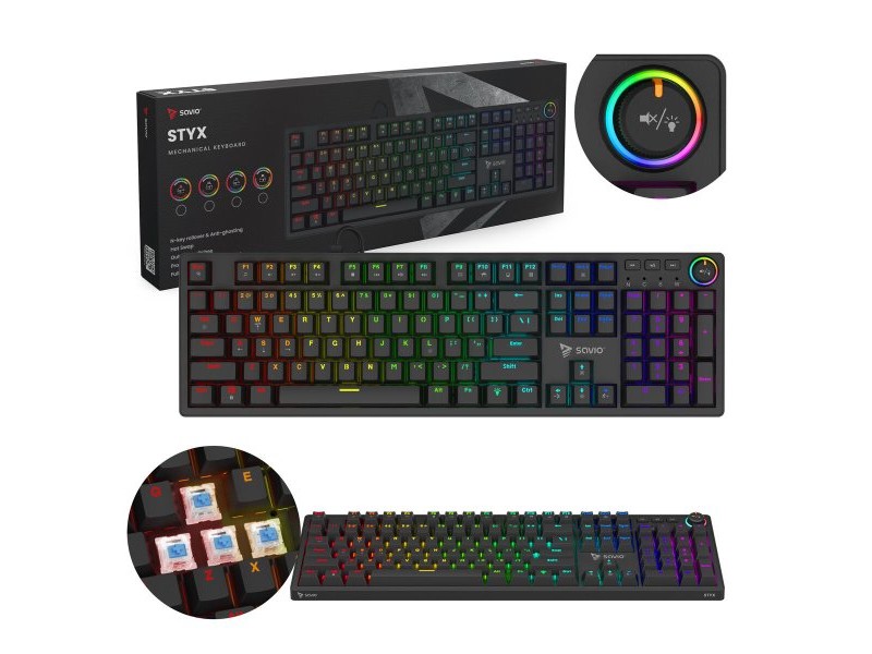 Клавиатура Savio STYX BLUE Черен Многоцветен QWERTY