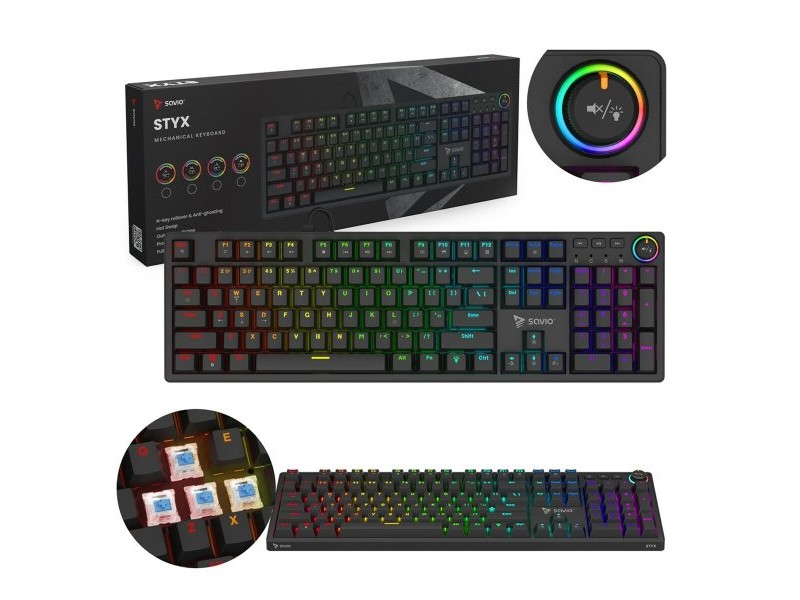 Клавиатура Savio STYX BLUE Черен Многоцветен QWERTY