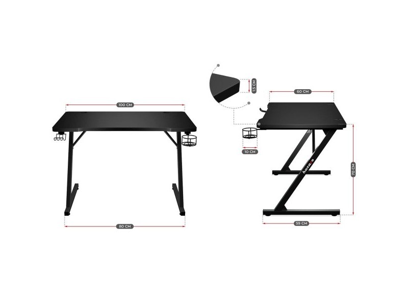 Бюро Huzaro HZ-Hero 1.8 Black Черен Стомана