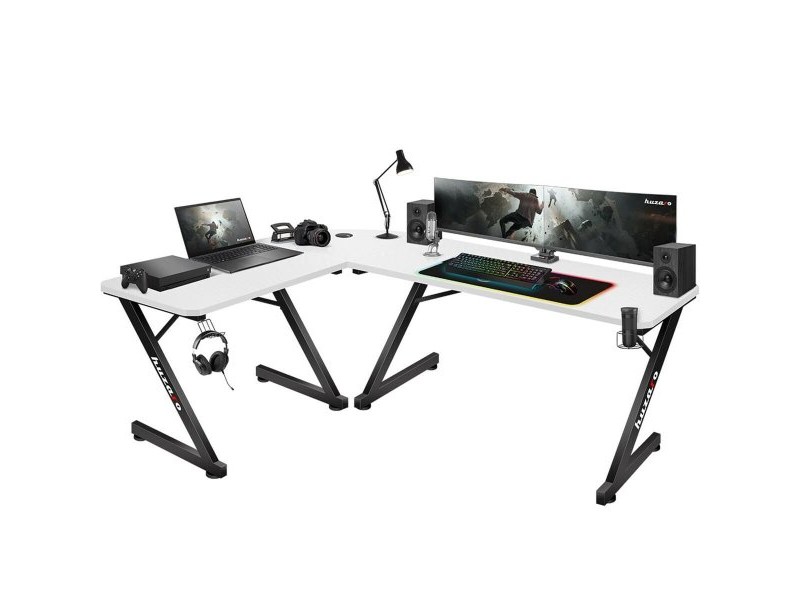 Бюро Gaming Huzaro HZ-Hero 7.0 Бял Черен Подложка от Въглеродни Влакна 154 x 72,5 x 117 cm
