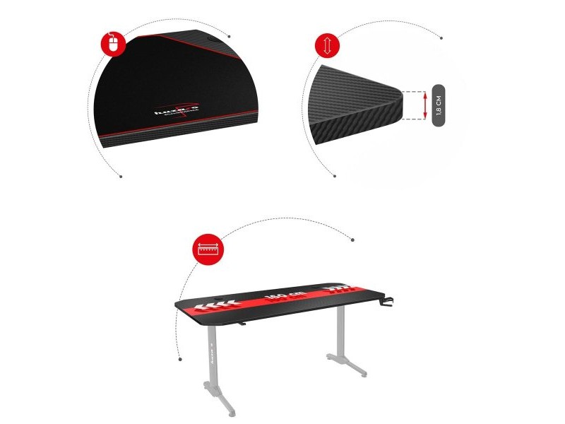 Бюро Gaming Huzaro HZ-Hero 4.7 Черен Дървен MDF 160 x 75 cm