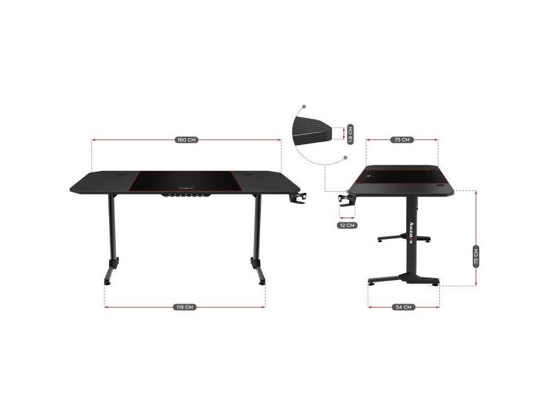 Бюро Gaming Huzaro HZ-Hero 4.7 Черен Дървен MDF 160 x 75 cm