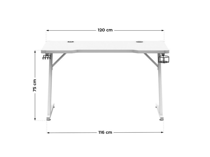 Бюро Gaming Huzaro HZ-Hero 2.5 White RGB Бял 120 x 75 x 60 cm