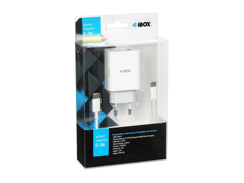 Зарядно за стена Ibox ILUC36W Бял 20 W
