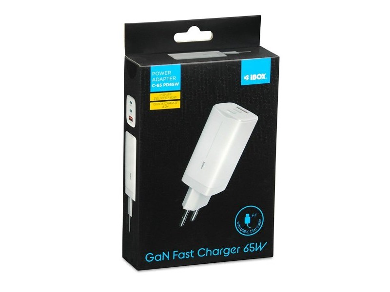 Зарядно за стена Ibox ILUC65W Бял 65 W