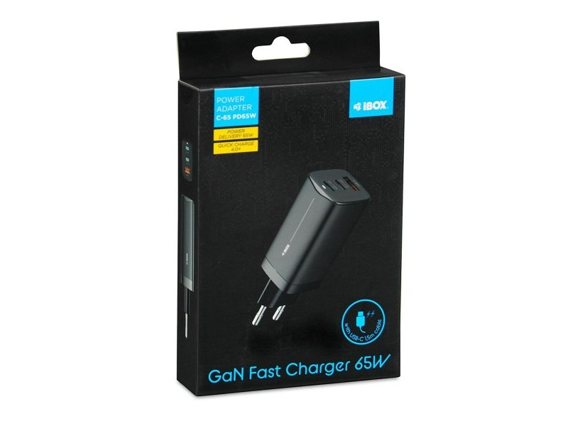 Зарядно за стена Ibox ILUC65B Черен 65 W