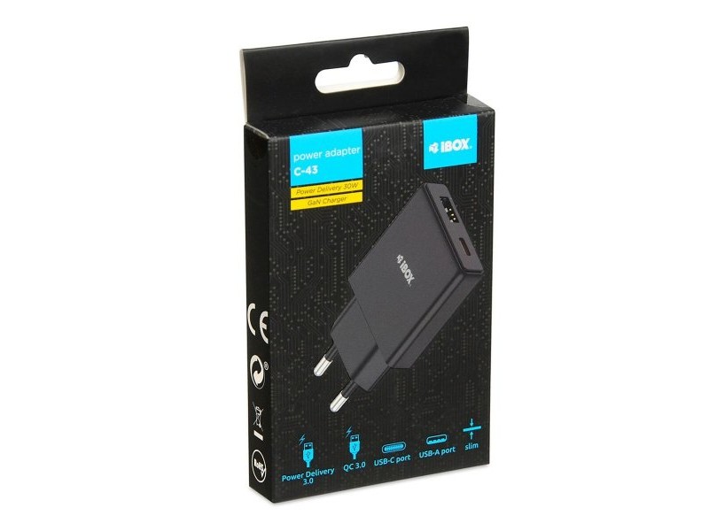 Зарядно за стена Ibox ILUC43B Черен 30 W (1 броя)