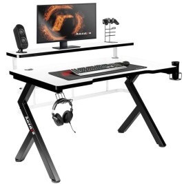Бюро Gaming Huzaro HZ-Hero 5.0 White Бял Черен Подложка от Въглеродни Влакна 120 x 60 cm