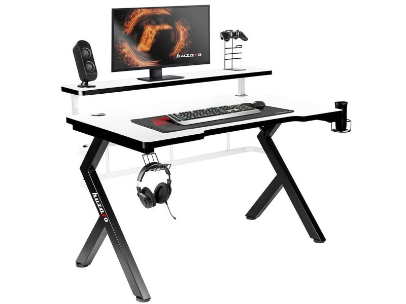 Бюро Gaming Huzaro HZ-Hero 5.0 White Бял Черен Подложка от Въглеродни Влакна 120 x 60 cm