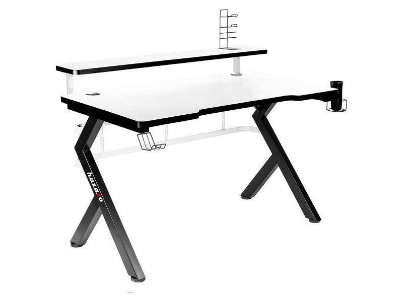 Бюро Gaming Huzaro HZ-Hero 5.0 White Бял Черен Подложка от Въглеродни Влакна 120 x 60 cm