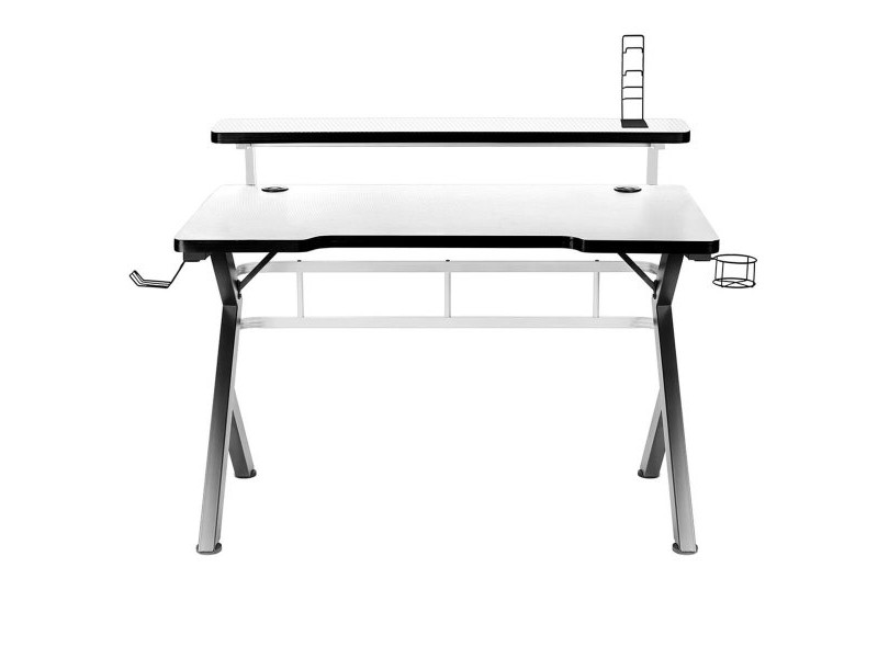 Бюро Gaming Huzaro HZ-Hero 5.0 White Бял Черен Подложка от Въглеродни Влакна 120 x 60 cm