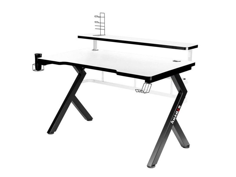 Бюро Gaming Huzaro HZ-Hero 5.0 White Бял Черен Подложка от Въглеродни Влакна 120 x 60 cm