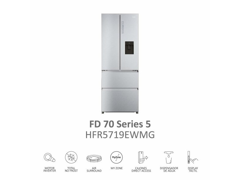 Комбиниран хладилник Haier HFR5719EWMG 190 Сребрист