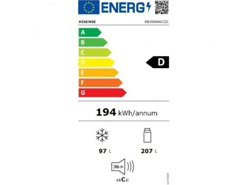 Комбиниран хладилник Hisense RB390N4CCD  Стомана