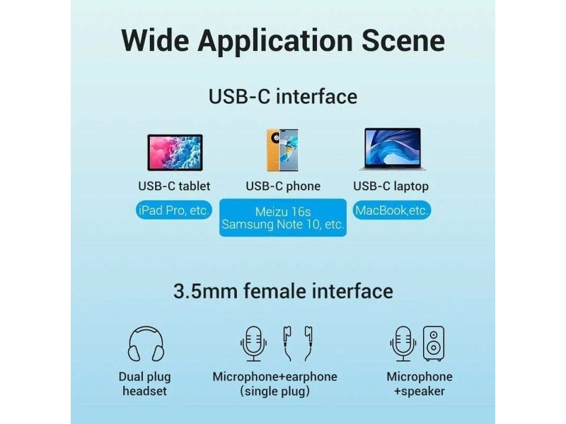 Адаптер за USB-C към Jack 3.5 mm Vention BGPHY
