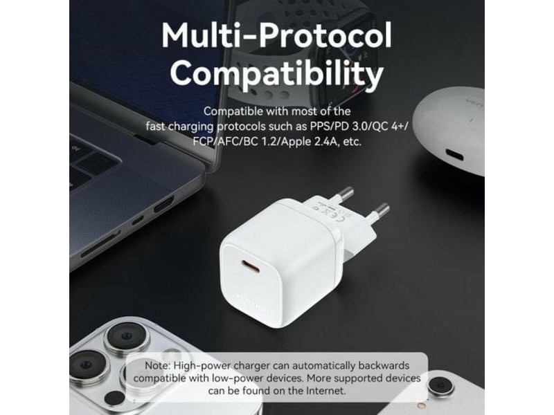 Зарядно за стена Vention FAKP0-EU Розов 30 W USB-C