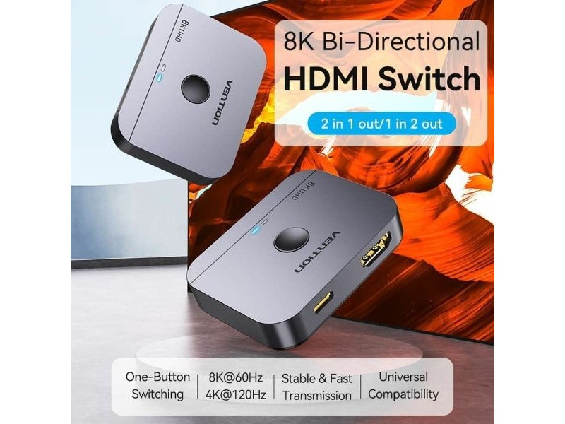 HDMI суич Vention AKPH0 Сив 1 m