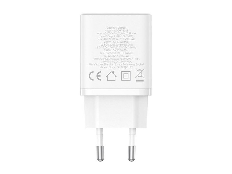 Зарядно за стена Baseus P10111404213-00 Бял 30 W