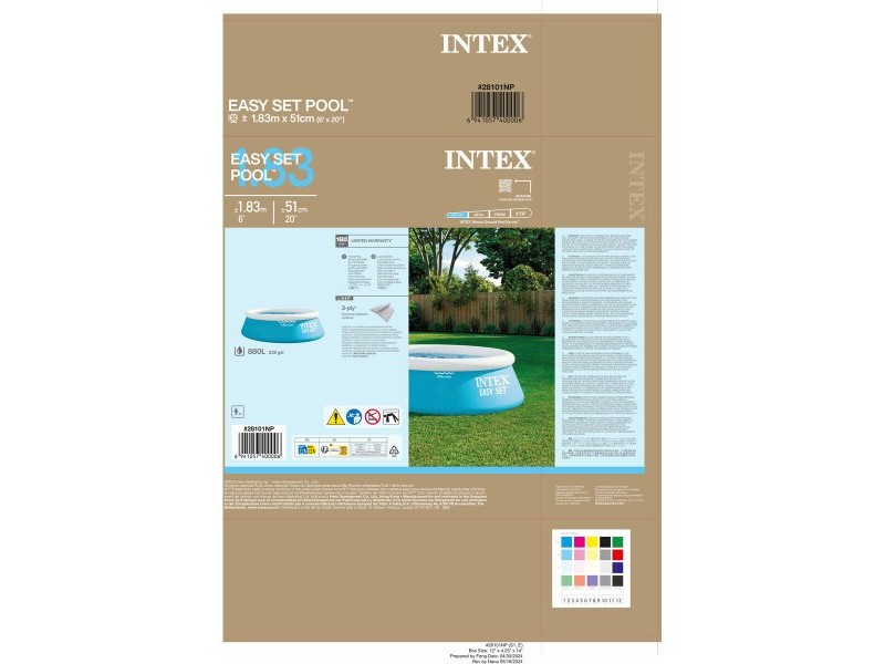 Надуваем Басейн EASY SET Intex 28101NP 886 L 880 L 183 x 51 x 183 cm