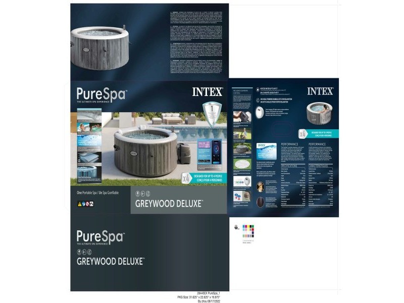 Надуваем СПА Intex Purespa Greywood Deluxe 28440EX 220-240 V 4 места 1741 l/h