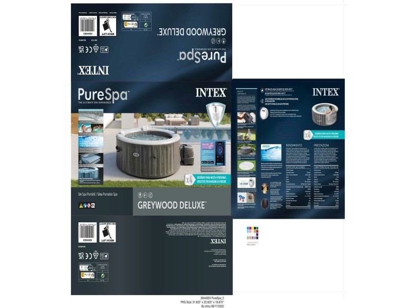Надуваем СПА Intex Purespa Greywood Deluxe 28440EX 220-240 V 4 места 1741 l/h