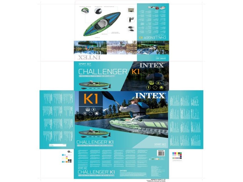 Надуваемо Кану Intex Challenger K1 Зелен Надуваем 274 x 33 x 76 cm