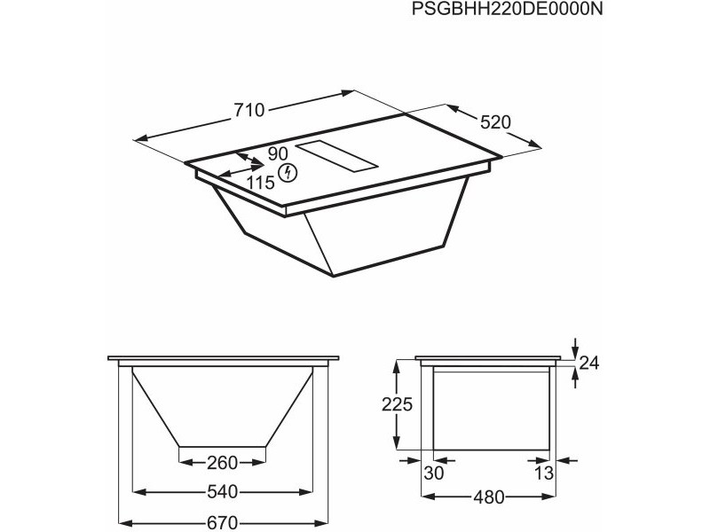 Индукционен Котлон Electrolux TCH74B01FB 71 cm 3200 W 7350 W