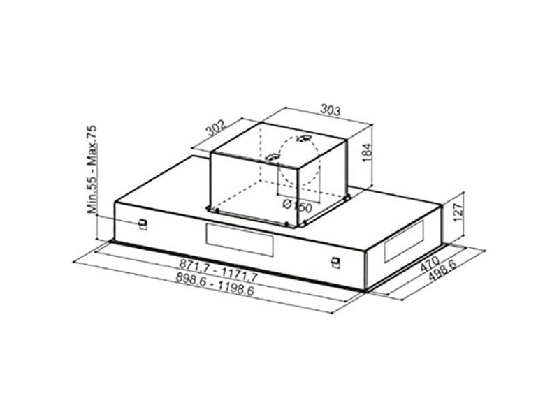 Конвенционален абсорбатор Mepamsa ISLA CIELO 120 120 cm 740 m³/h 275W C Неръждаема стомана